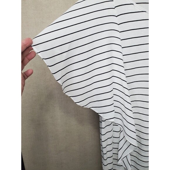 WHBM Tencel Lyocell Striped One Shoulder T-Shirt with Ruffle Accent Size XL - Picture 2 of 6